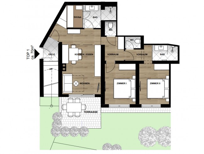 Skizze - Appartement Die Eins