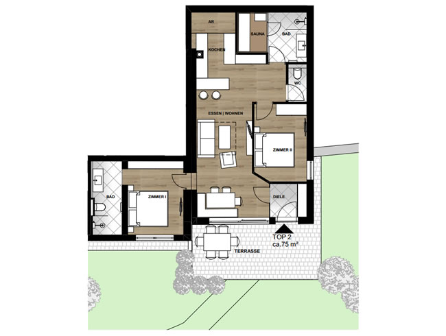 Skizze - Appartement Die Zwei